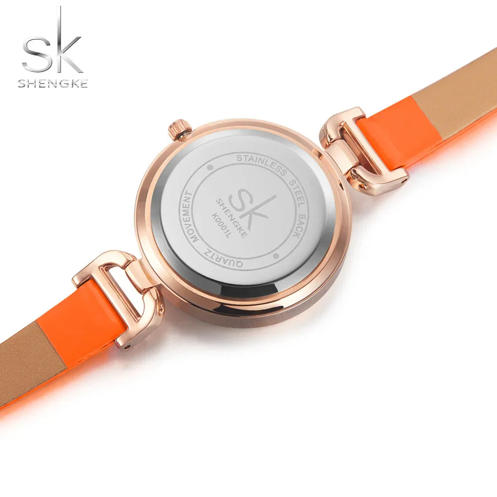 SK Women’s Leather Strap Watch – Luxury Waterproof Fashion Wristwatch