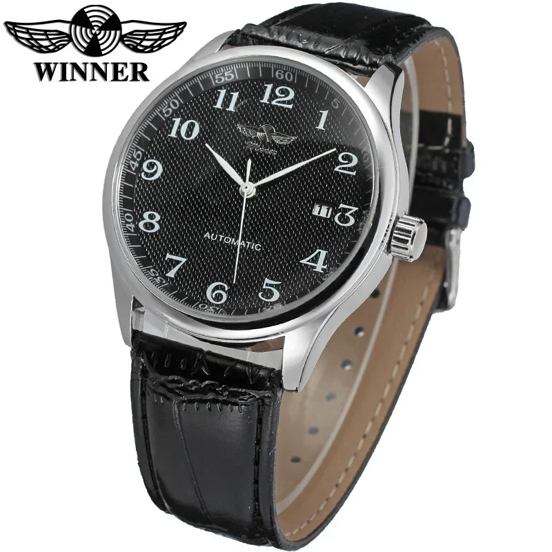 T-Winner Men’s Automatic Mechanical Watch – Retro Leather Strap, Business Style