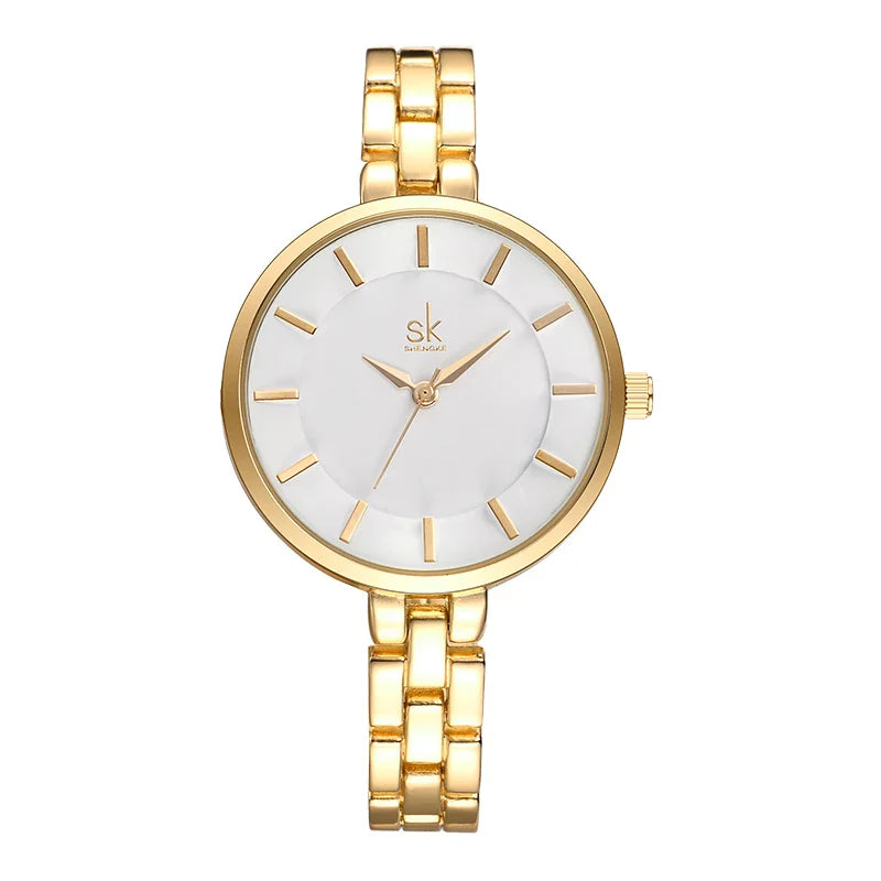 SK Women’s Quartz Bracelet Watch – Elegant Waterproof Alloy Wristwatch