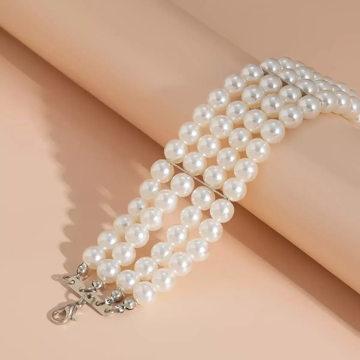 Classic Wrap Chunky Pearl Bracelet – 4-Layer French Style Imitation Pearl Jewelry