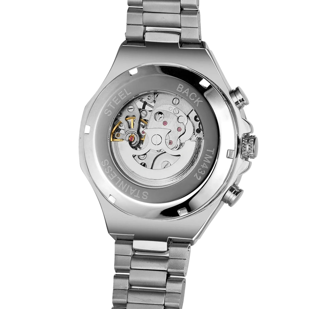 T-Winner Men’s Luxury Automatic Mechanical Watch – Stainless Steel Tourbillon Wristwatch