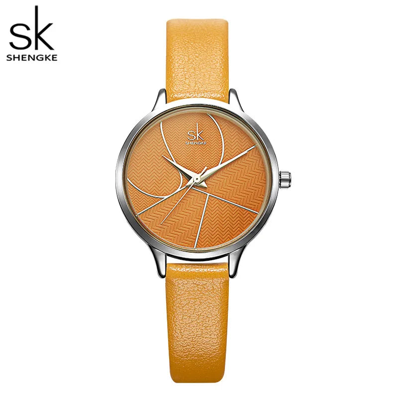 SK Women’s Quartz Watch with PU Leather Strap – Minimalist Dial, 3ATM Waterproof