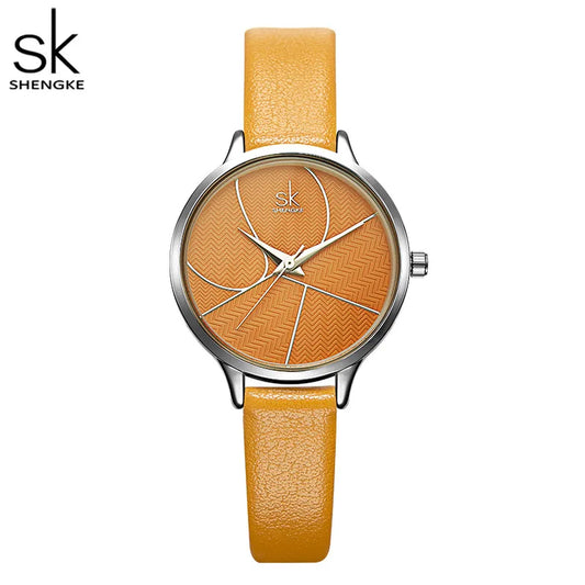 SK Women’s Quartz Watch with PU Leather Strap – Minimalist Dial, 3ATM Waterproof