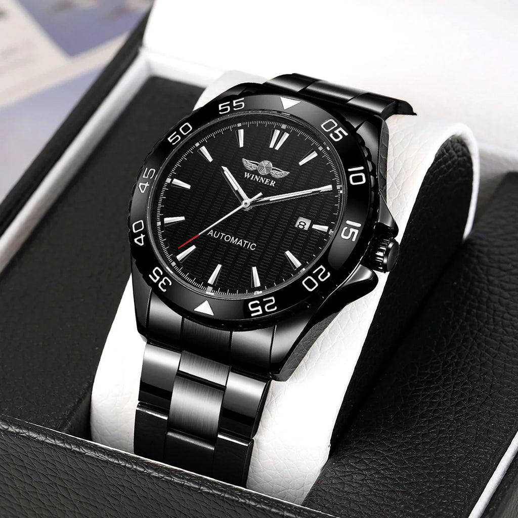 T-Winner Men’s Tachymeter Stainless Steel Automatic Watch – Fashionable Wristwatch
