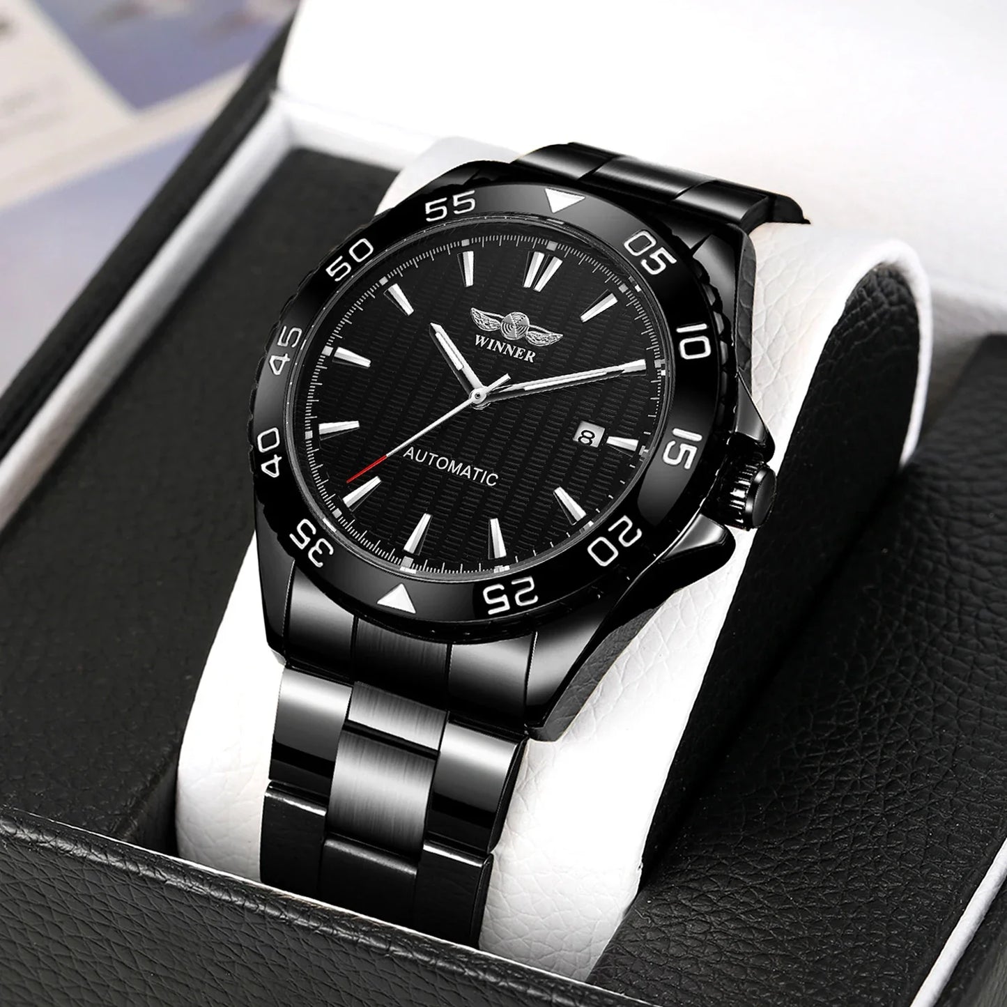 T-Winner Men’s Tachymeter Stainless Steel Automatic Watch – Fashionable Wristwatch
