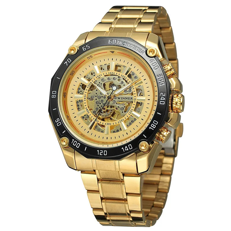 T-Winner Men’s Automatic Mechanical Watch – Hollow Dial, Luxury Timepiece