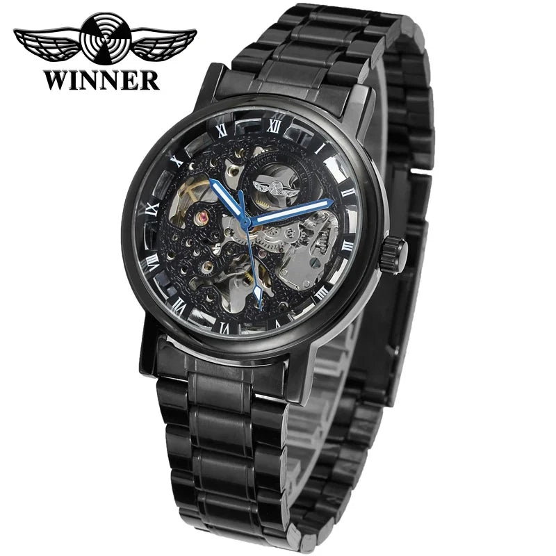 T-Winner Men’s Skeleton Automatic Mechanical Watch – Stainless Steel Fashion Timepiece
