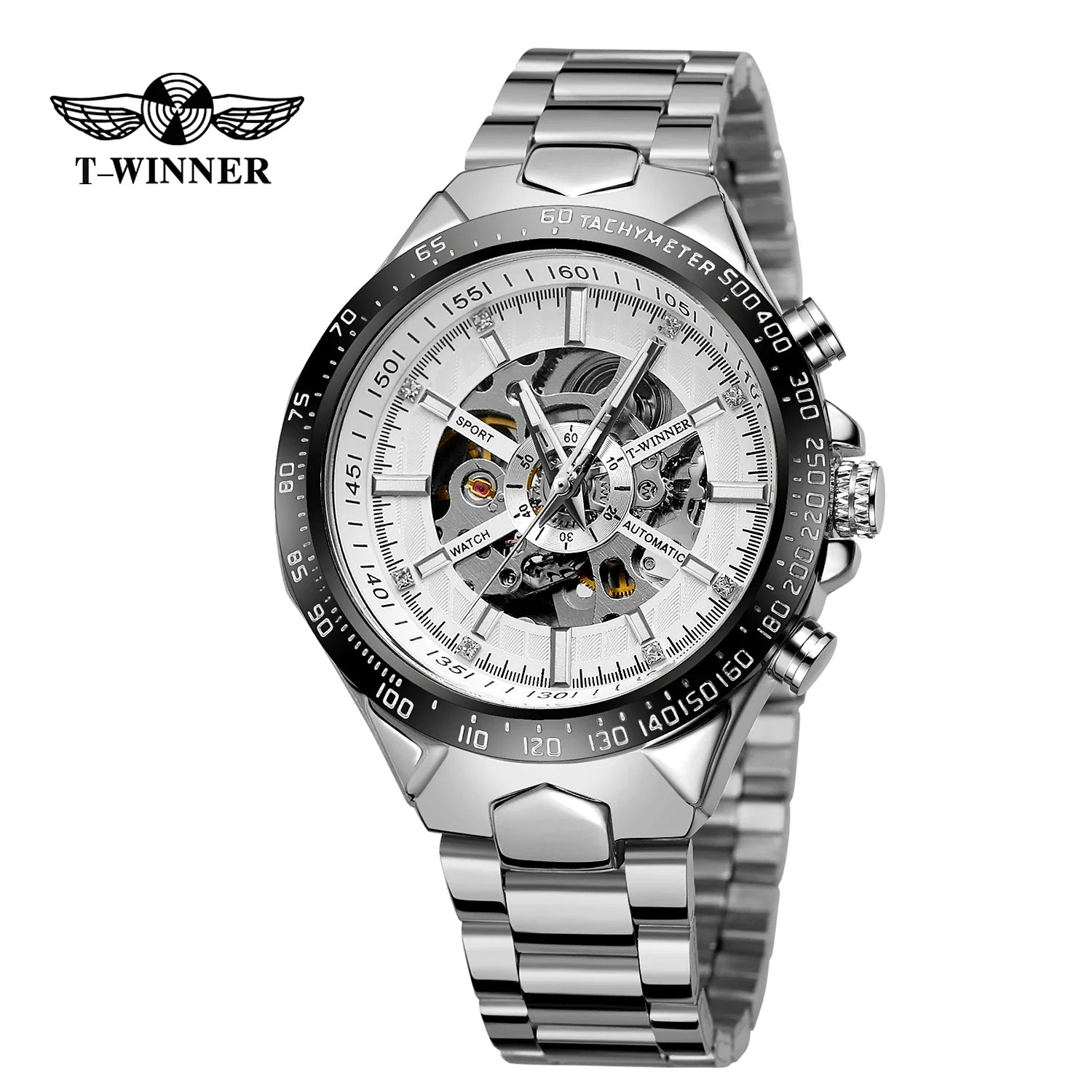 T-Winner Men’s Luxury Automatic Mechanical Watch – Stainless Steel Tourbillon Wristwatch
