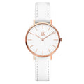 SK Women’s Quartz Watch – Cute Shell Dial, Leather Strap, 32MM Waterproof Wristwatch
