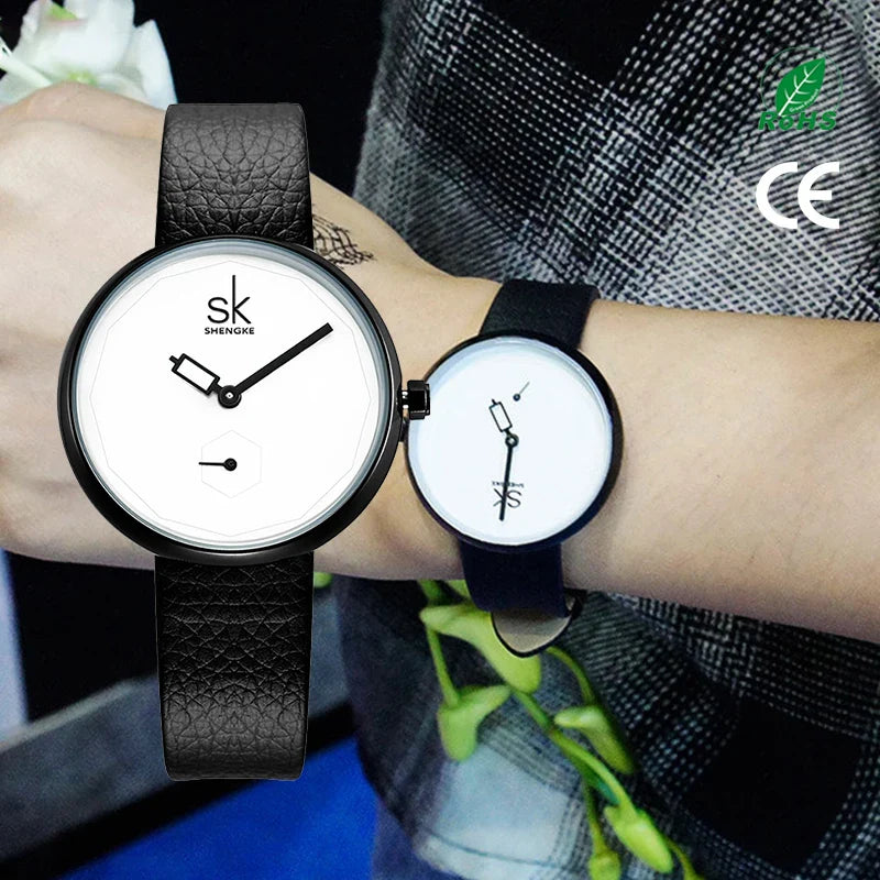 SK Women’s Quartz Dress Watch – Casual PU Leather Strap, Waterproof Fashion Wristwatch