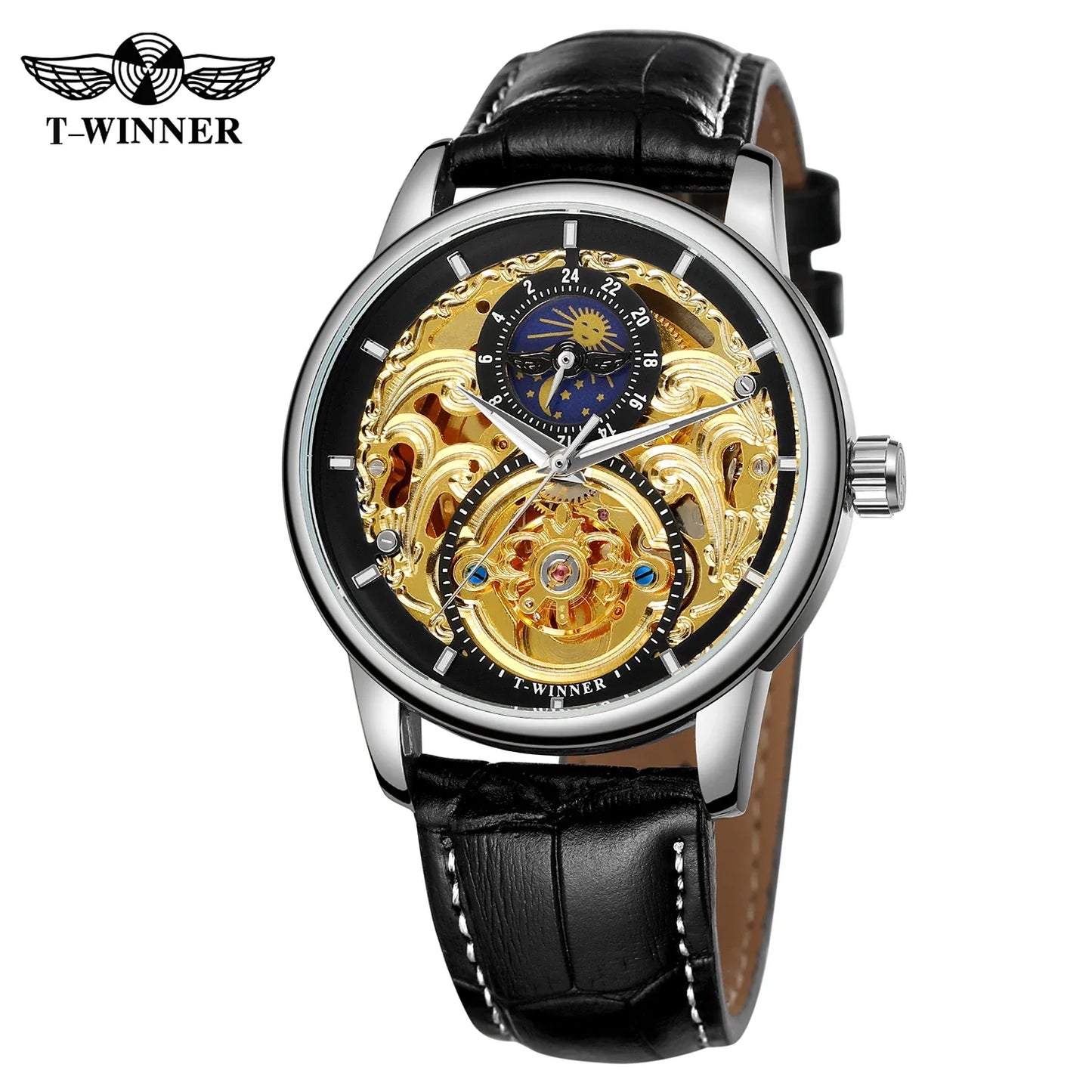 T-WINNER Luxury Automatic Mechanical Watch for Men – Leather Strap