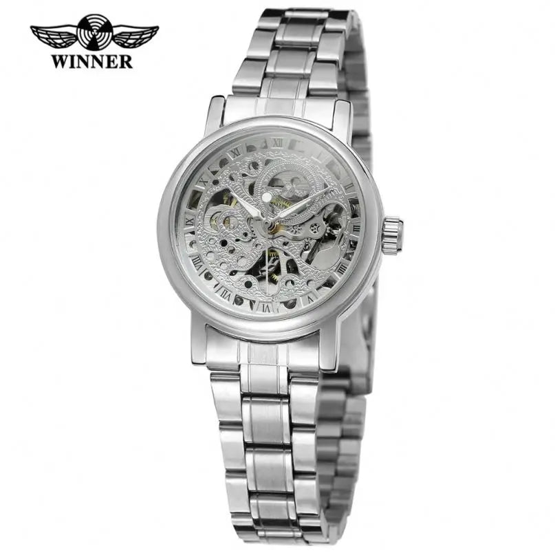 T-WINNER Unisex Automatic Skeleton Watch – Vintage Steel Band Mechanical Wristwatch