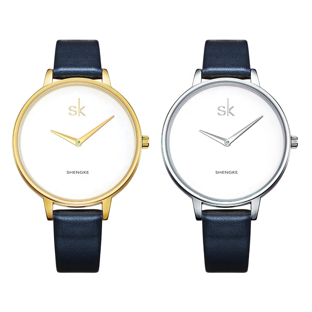 SK Women’s Quartz Watch – Leather Strap Wristwatch with 3ATM Waterproof Design