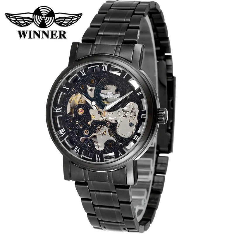 T-Winner Men’s Skeleton Automatic Mechanical Watch – Stainless Steel Fashion Timepiece