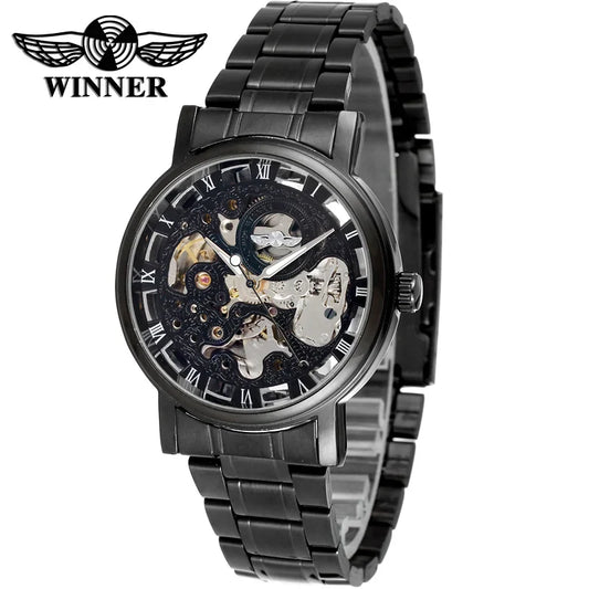 T-Winner Men’s Skeleton Automatic Mechanical Watch – Stainless Steel Fashion Timepiece