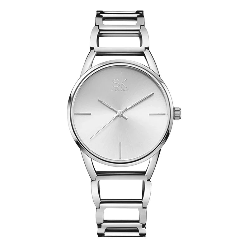 SK Women’s Casual Quartz Leather Strap Watch – Round Analog Waterproof Wristwatch