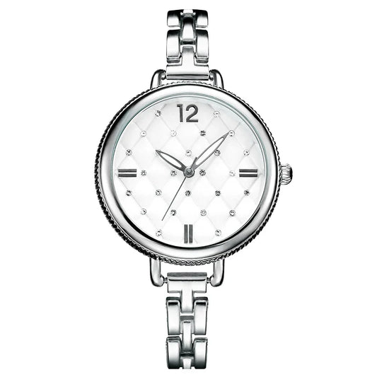 SK Women’s Luxury Alloy Bracelet Watch – Round Quartz Waterproof Wristwatch