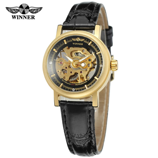 T-Winner Women’s Skeleton Automatic Watch – Vintage Mechanical Timepiece