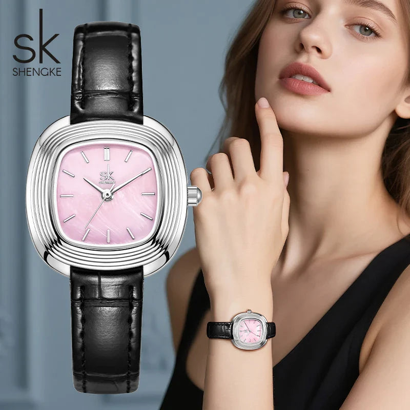 SK Women’s Quartz Watch – Fashion Square Dial, Waterproof Casual Wristwatch