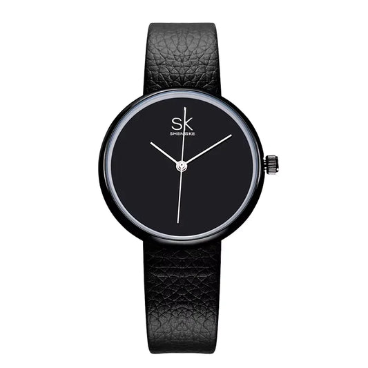 SK Luxury Women’s Quartz Watch – Fashion PU Leather Strap, Waterproof Casual Wristwatch