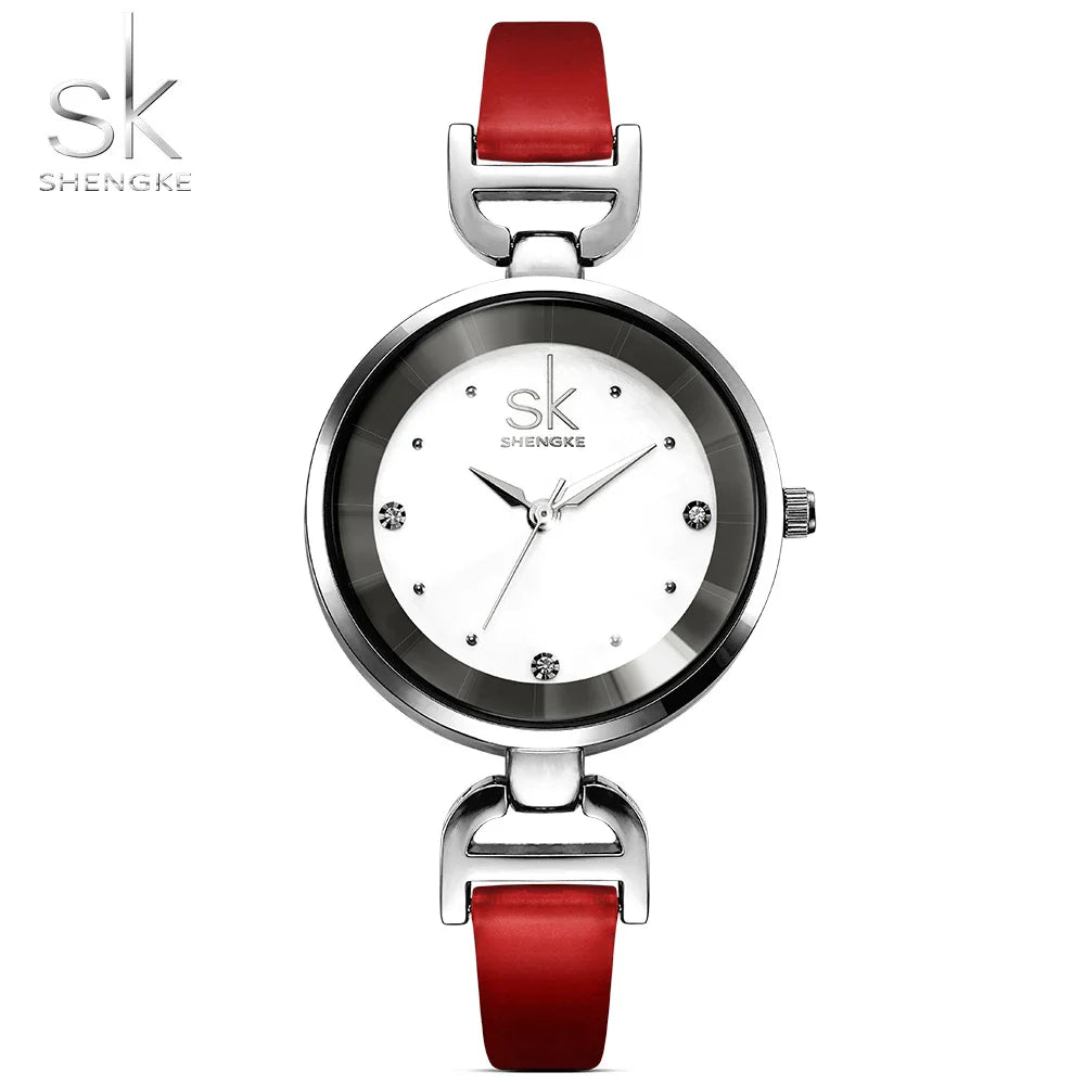 SK Women’s Leather Strap Watch – Luxury Waterproof Fashion Wristwatch