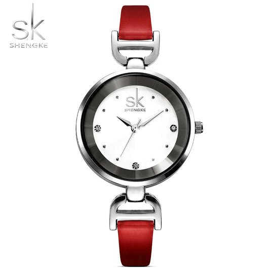 SK Women’s Leather Strap Watch – Luxury Waterproof Fashion Wristwatch