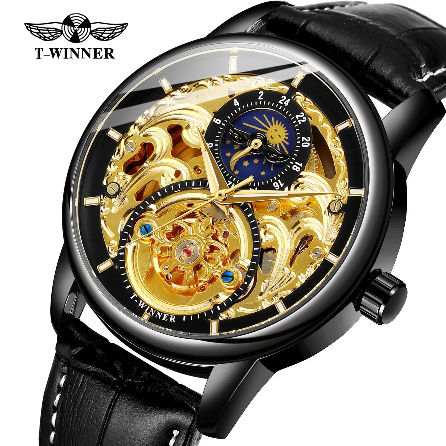 T-WINNER Luxury Automatic Mechanical Watch for Men – Leather Strap