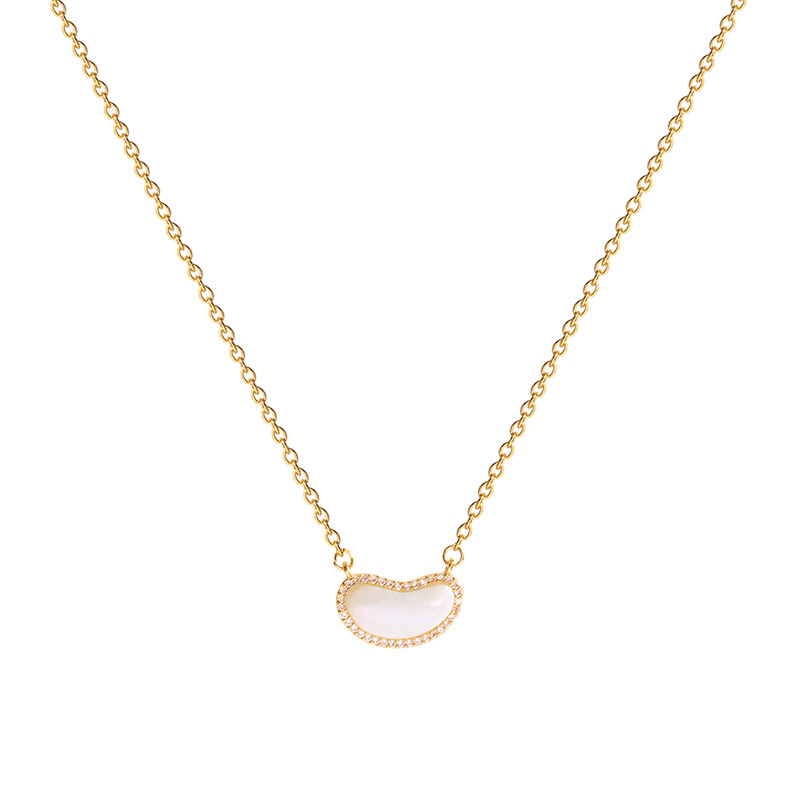 Luxury Pearl Bean Pendant Necklace for Women – Korean Style Titanium Steel Jewelry