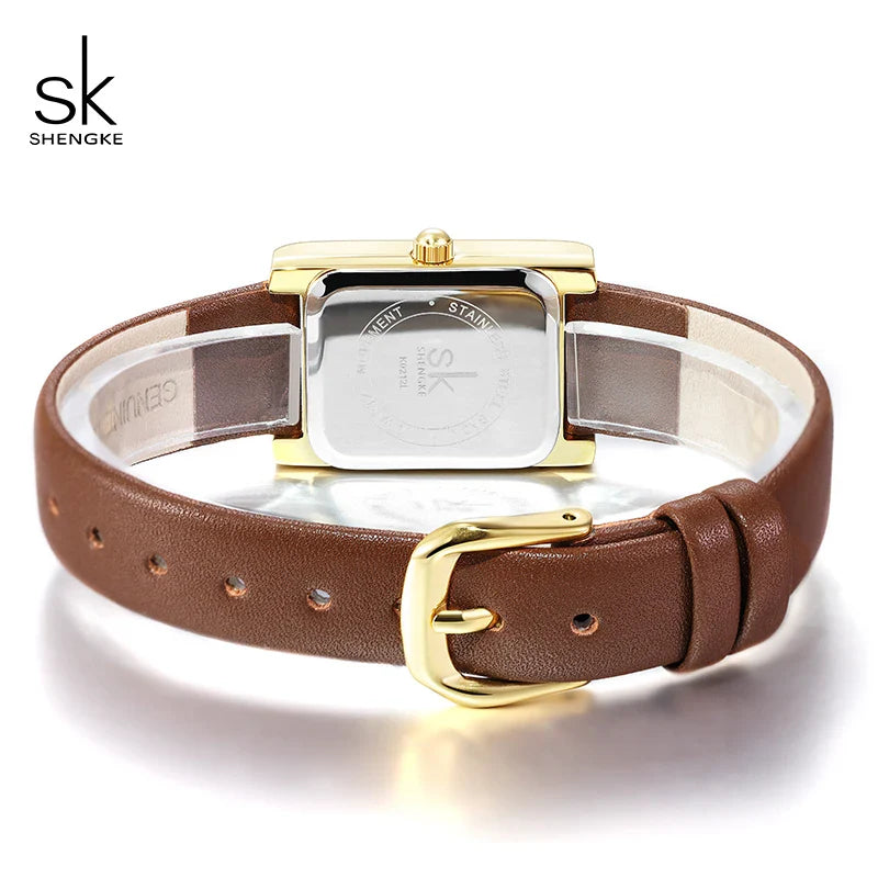 SK Women’s Classic Quartz Watch – Luxury Rectangle Dial, Waterproof Wristwatch