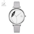 SK Women’s Quartz Watch – Stylish Stainless Steel Mesh & Leather Casual Timepiece