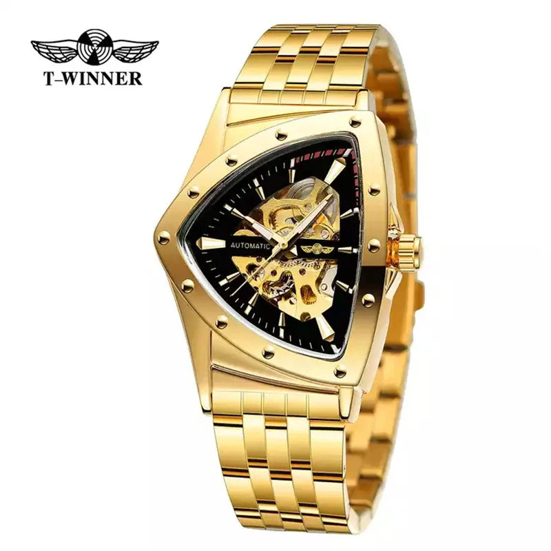 T-Winner Men’s Mechanical Watch – Triangular Dial Automatic Stainless Steel Band