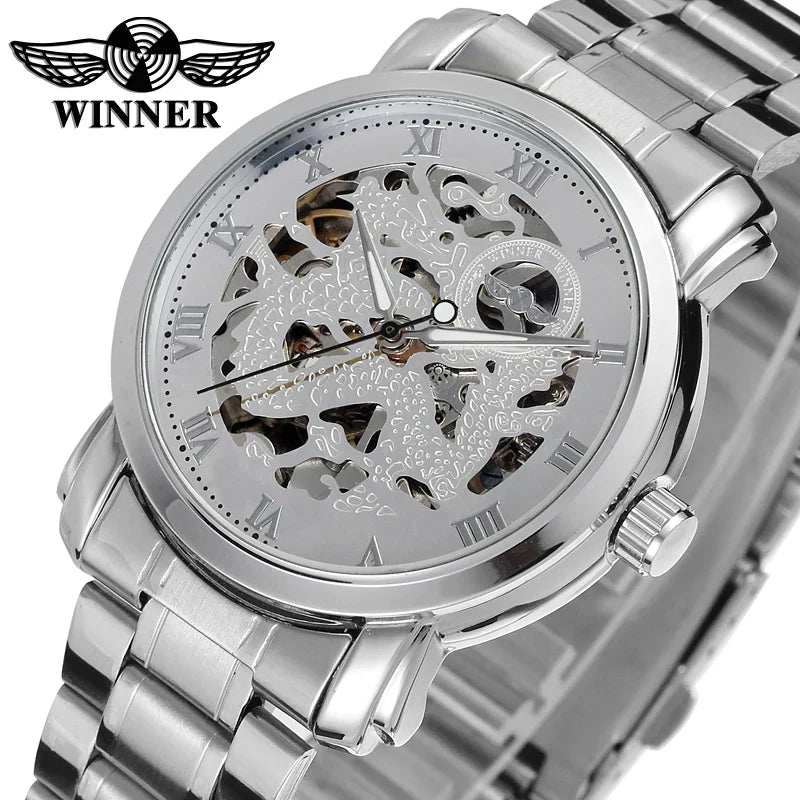 T-Winner Men’s Dragon Skeleton Watch – Automatic Mechanical Gold Luxury Timepiece