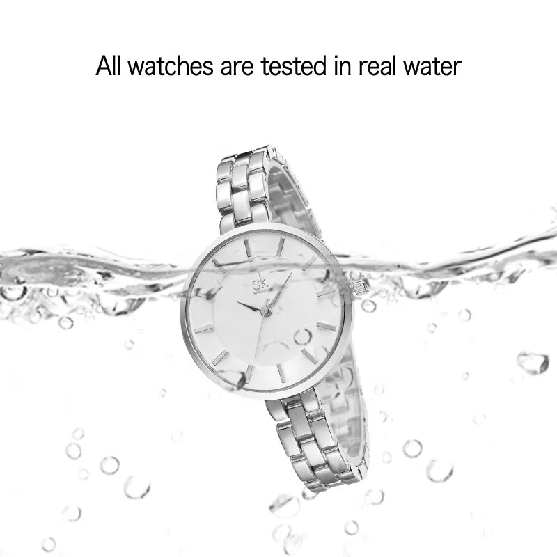 SK Women’s Quartz Bracelet Watch – Elegant Waterproof Alloy Wristwatch