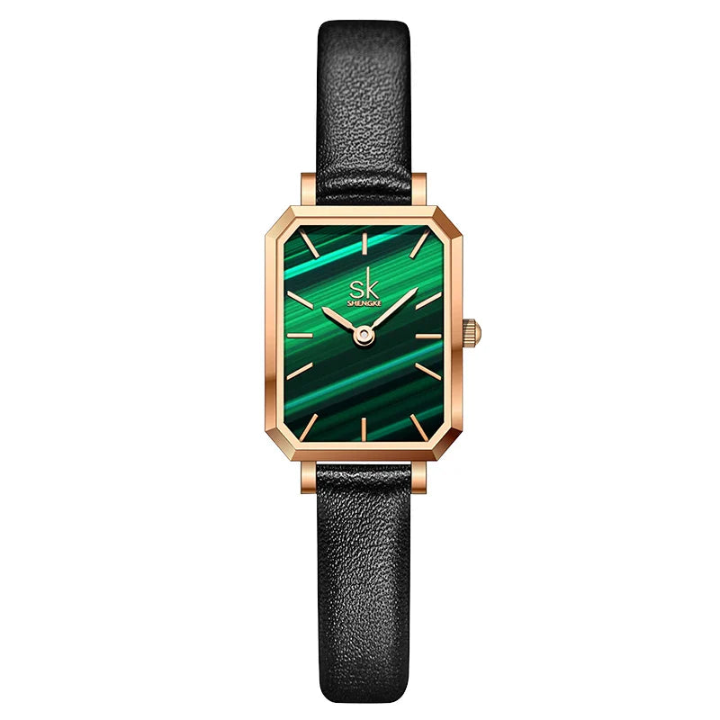 SK Luxury Women’s Quartz Watch – Rectangle Dial, Stainless Steel or Leather Strap Wristwatch