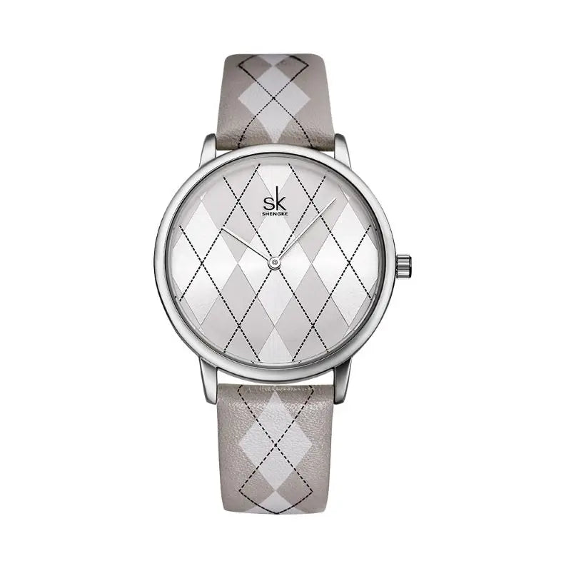 SK Women’s Vintage Quartz Watch – Leather Strap, Waterproof Design