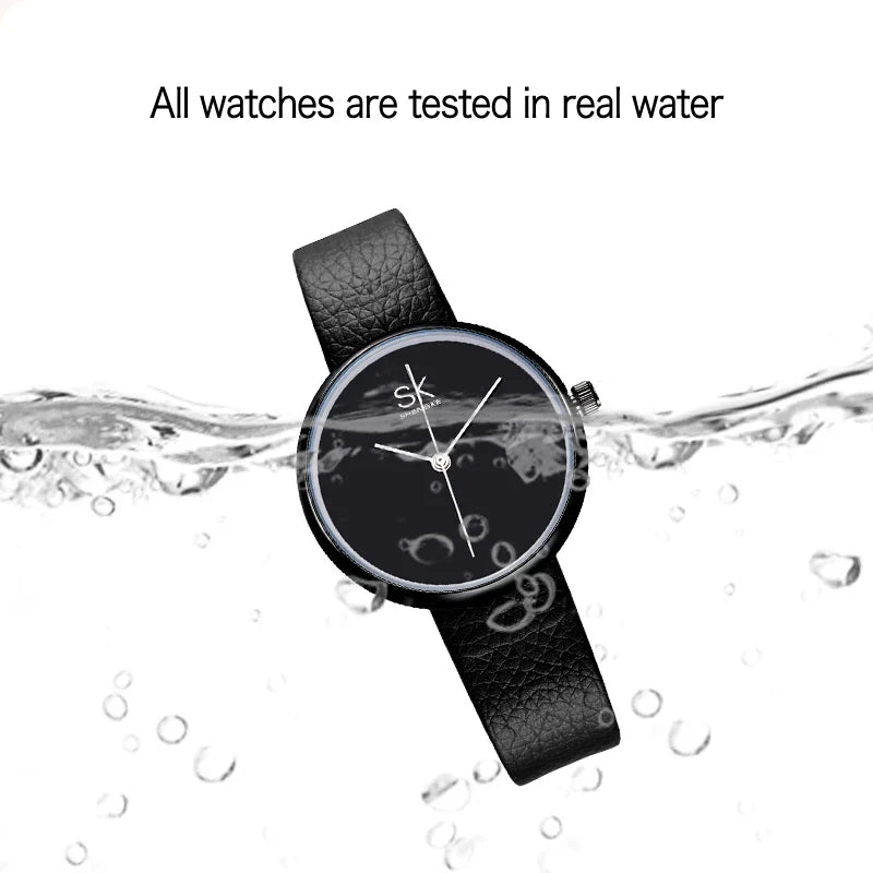 SK Luxury Women’s Quartz Watch – Fashion PU Leather Strap, Waterproof Casual Wristwatch