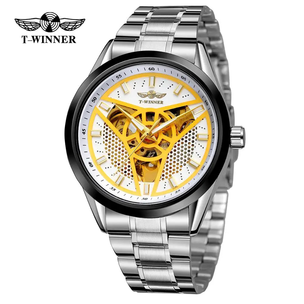 T-WINNER Automatic Mechanical Watch for Men – Stainless Steel Business Timepiece