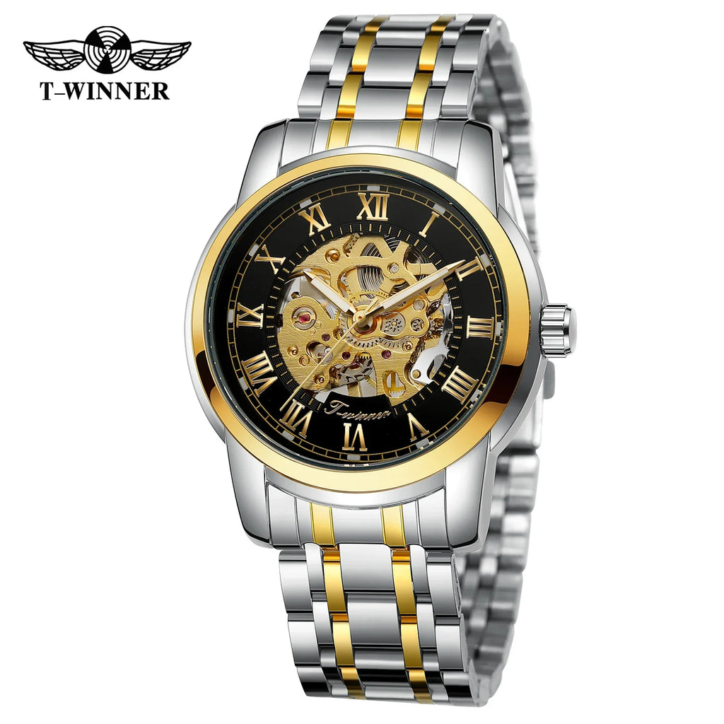 T-Winner Luxury Men’s Automatic Mechanical Watch – Stainless Steel, Water Resistant