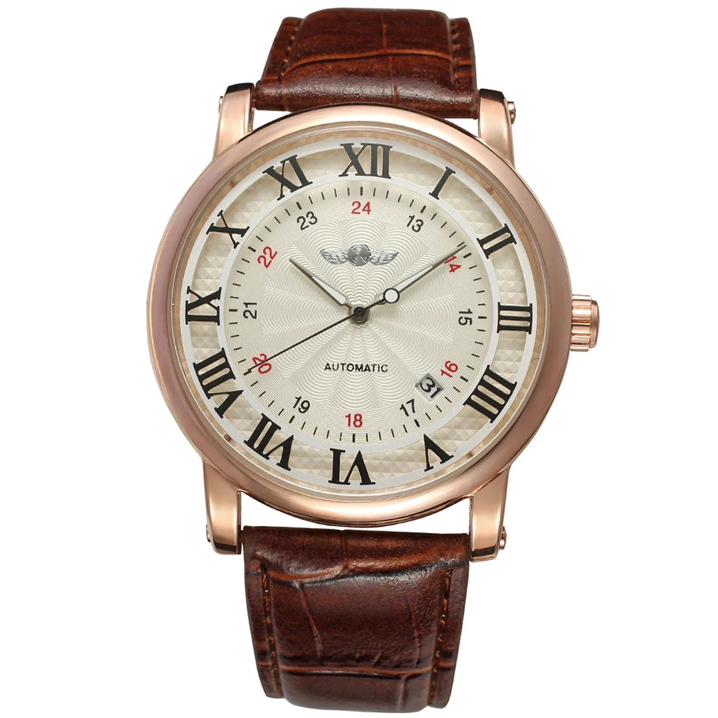 T-Winner Men’s Automatic Mechanical Watch – Retro Leather Strap, Shock Resistant