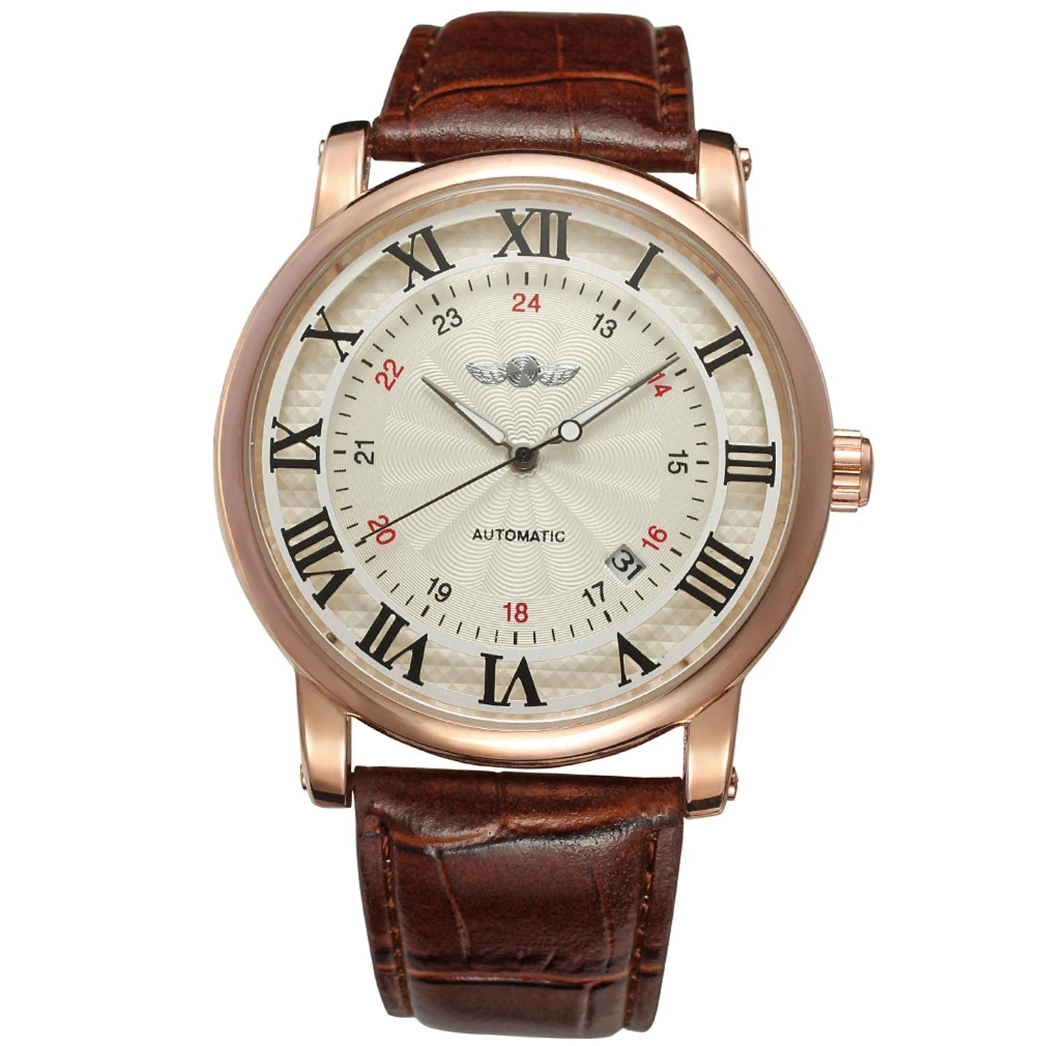 T-Winner Men’s Automatic Mechanical Watch – Retro Leather Strap, Shock Resistant