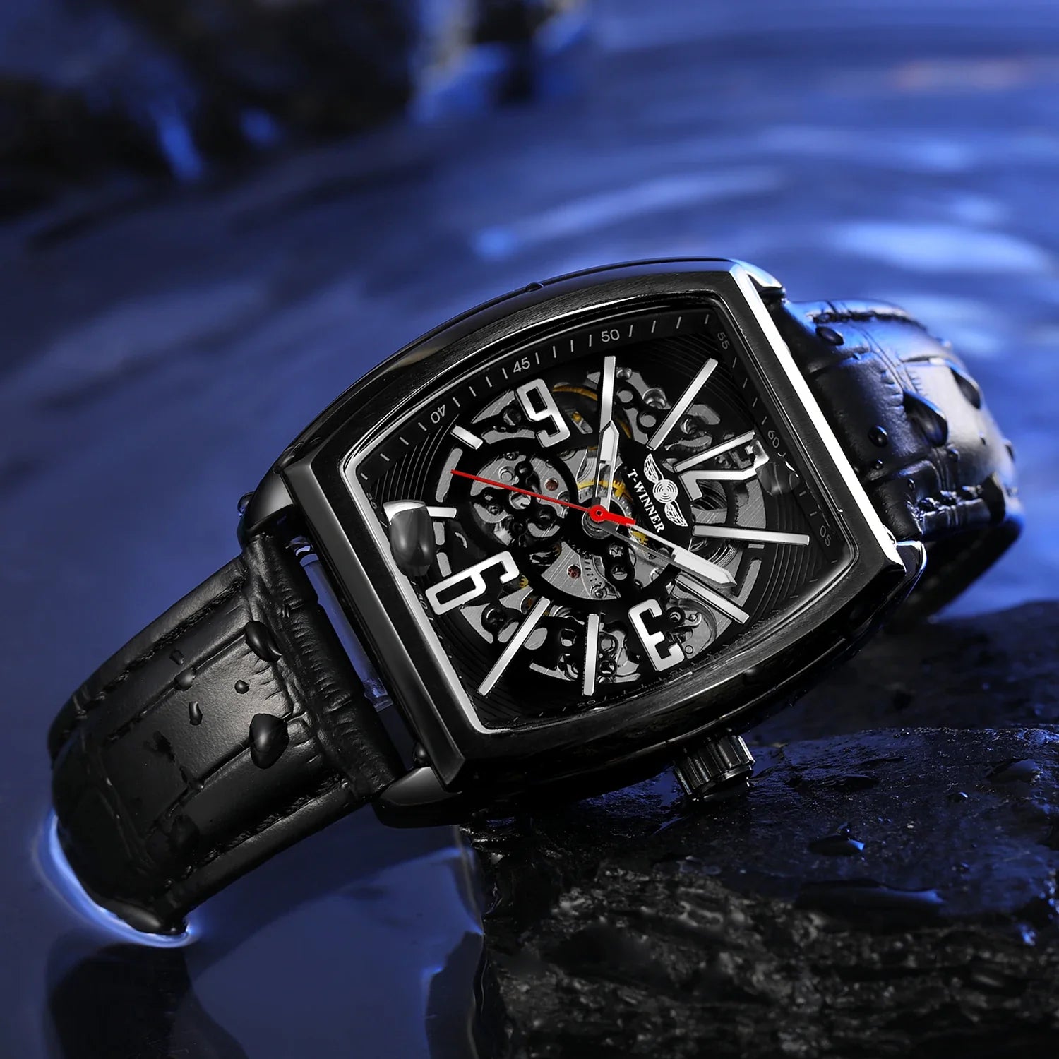 T-Winner Men’s Presidential Automatic Leather Strap Mechanical Watch – Luxury Oval Dial