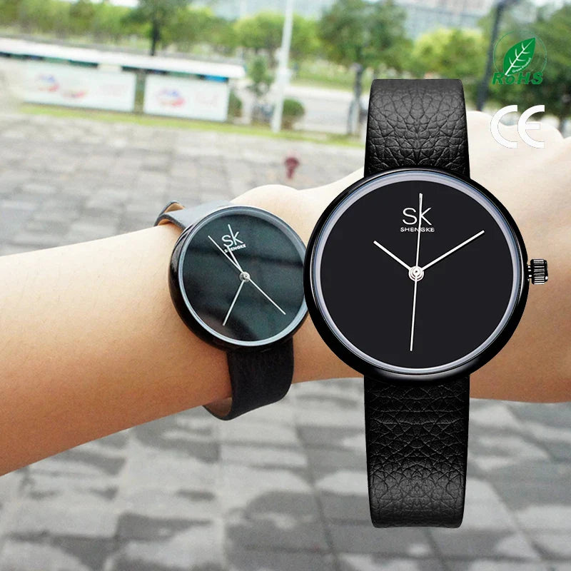 SK Luxury Women’s Quartz Watch – Fashion PU Leather Strap, Waterproof Casual Wristwatch
