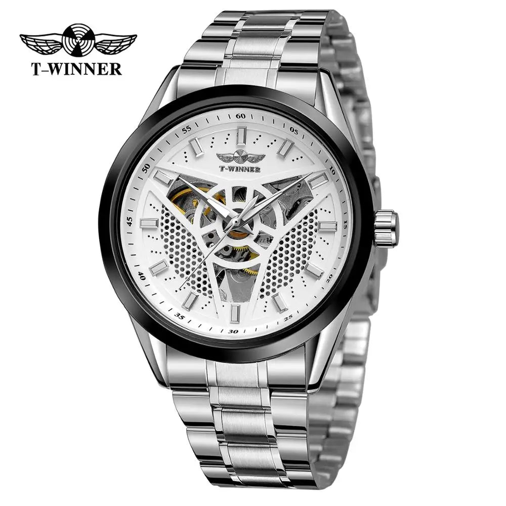 T-WINNER Automatic Mechanical Watch for Men – Stainless Steel Business Timepiece