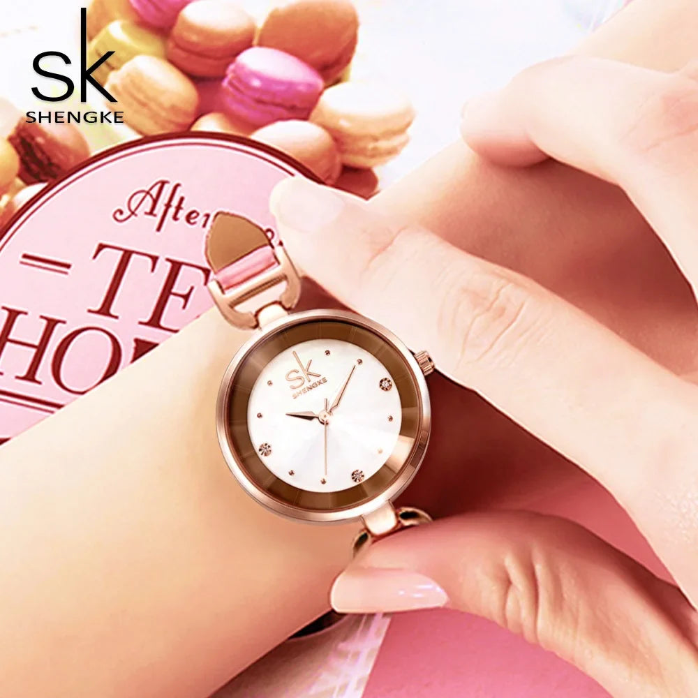 SK Women’s Leather Strap Watch – Luxury Waterproof Fashion Wristwatch