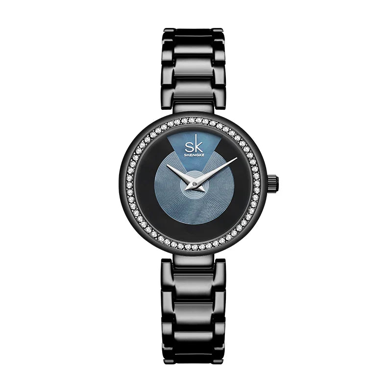 SK Women’s Quartz Watch – Diamond Dial 36mm Stainless Steel Bracelet Wristwatch