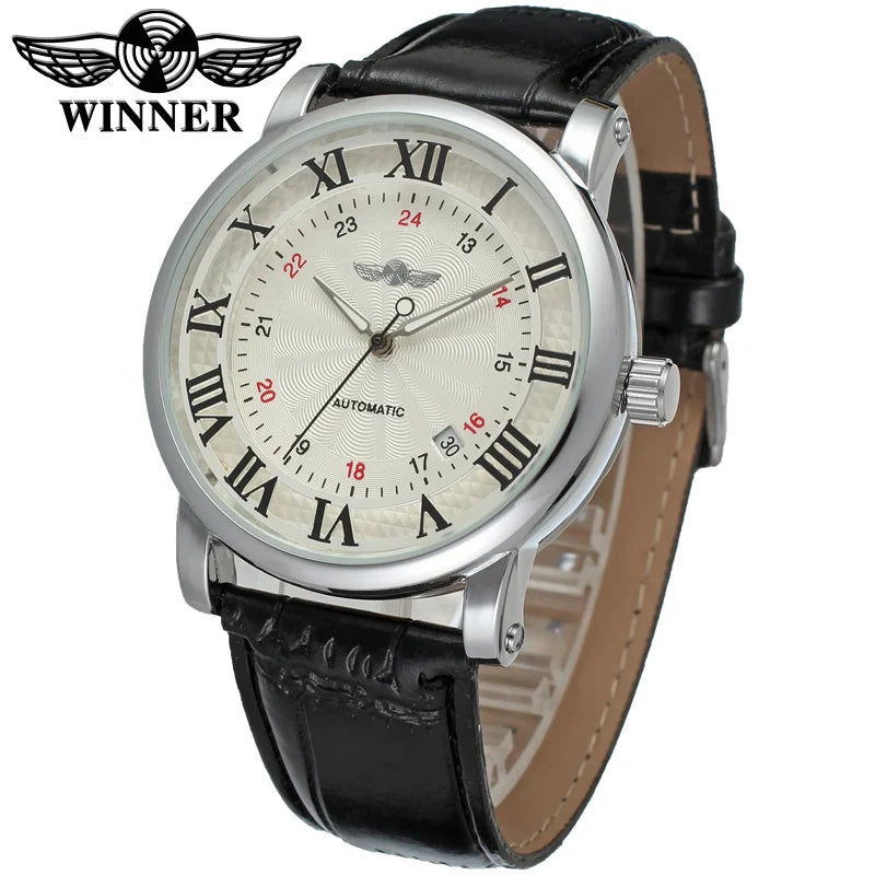 T-Winner Men’s Automatic Mechanical Watch – Retro Leather Strap, Shock Resistant