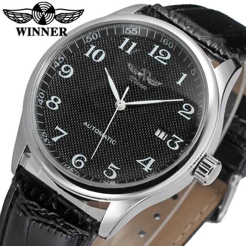 T-Winner Men’s Automatic Mechanical Watch – Retro Leather Strap, Business Style