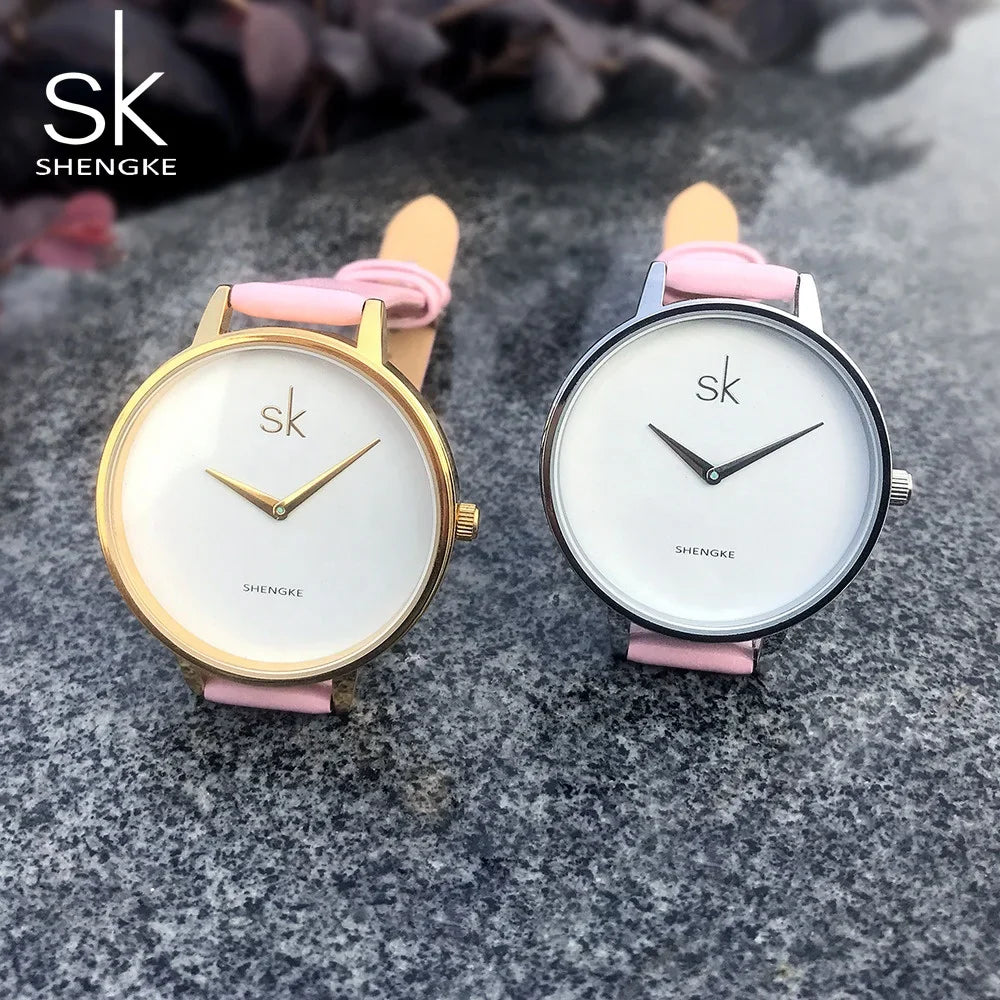 SK Women’s Quartz Watch – Leather Strap Wristwatch with 3ATM Waterproof Design