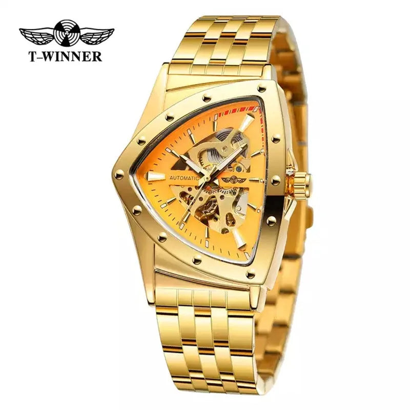 T-Winner Men’s Mechanical Watch – Triangular Dial Automatic Stainless Steel Band