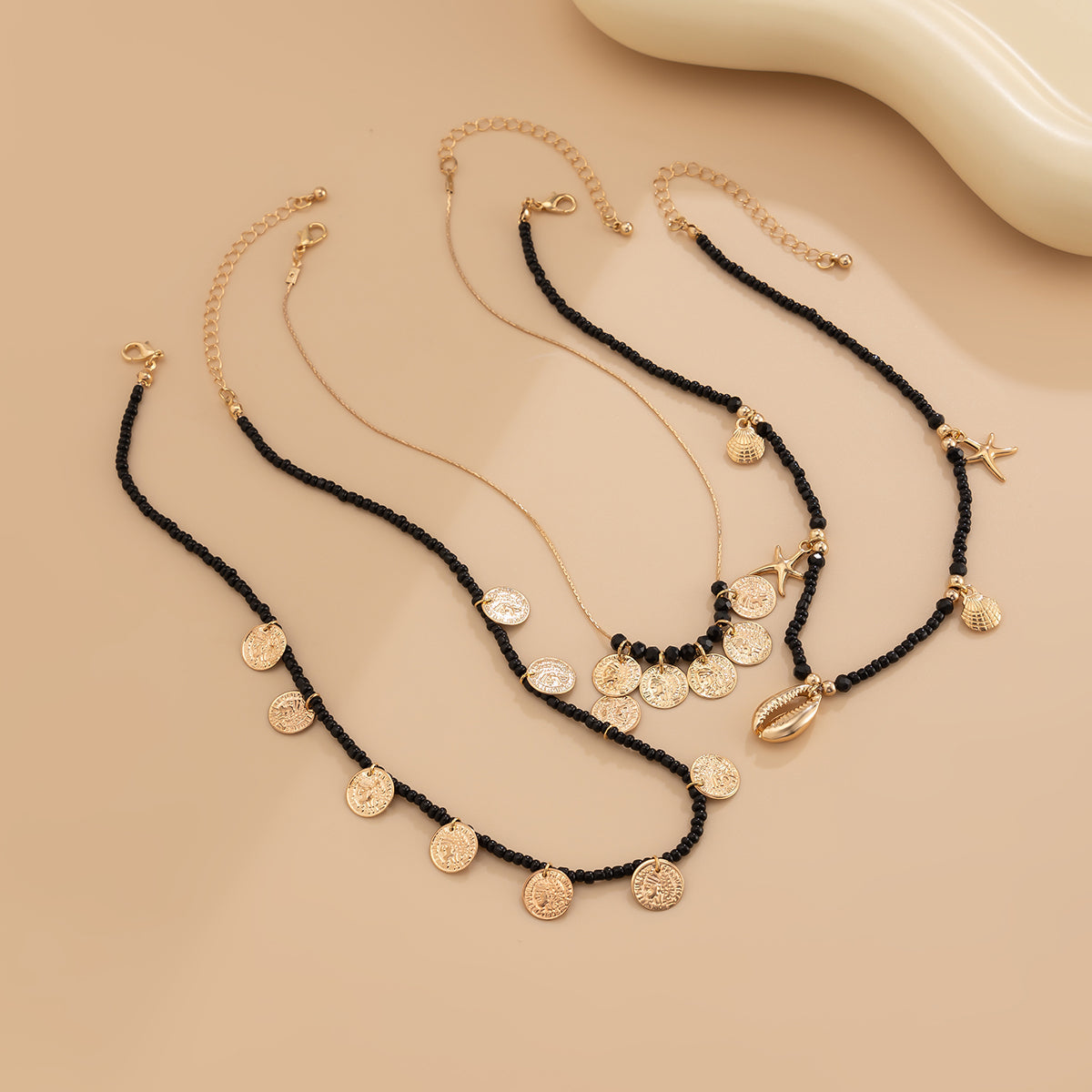 Midnight Coast Charm Bead Necklace for Women – Fashionable Alloy Jewelry